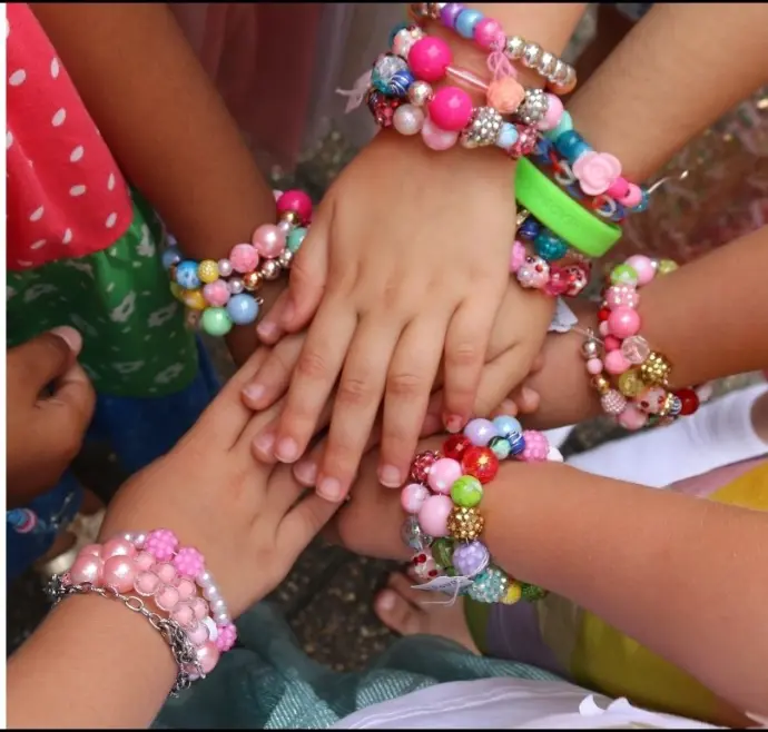DIY jewellery activity kids making station birthday party craft handmade activity creative return gift idea parties